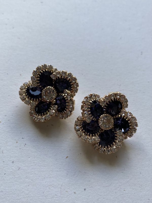 Bling blomsterknapper - Blå