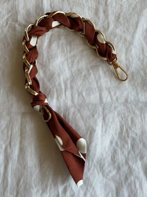 Hovedbilde Lenke med silkeskjerf - brun med polkadots
